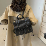 Hot Selling High-quality Drawstring Pleated Chain PU Women's Backpack  New Fashion Trend Buckle Zipper