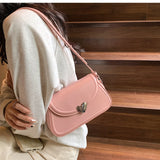 Elegant Pu Leather Women's Shoulder Bags Love Heart Hasp Ladies Underarm Bag Luxury Female Clutch Purse Handbags Crossbody Bag