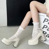 Platform Women Mary Jane Shoes Fashion Elegant Double Buckle Thick Heel Shoes Ladies Dress Pumps High Heel Party Shoes