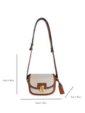 New Small Style Contrast Panel Canvas Retro One Shoulder Crossbody Saddle Bag