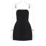 Strapless Elegant Evening Sleeveless Zipper Back Patchwork Women'S Dresses Summer Sexy Korean Casual Clothes