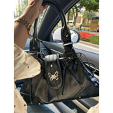 PU Leather Hot Girls Shoulder Bags Large Capacity Female Travel Handle Handbags Y2k Metal Butterfly Women's Tote Underarm Bags