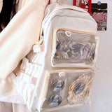 Kawaii Backpack Women Transparent Pocket Itabag Large-capacity Laptop Backpack School Bags For Girls High School JK Bag Mochilas