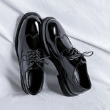 Autumn Trending Classic Men Dress Shoes for Men Oxfords Patent Leather Shoes Lace Up Formal Black Leather Wedding Party Shoes