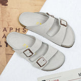 Comfort Beach Vacation Men's Cork Slippers Summer Casual Double Buckle Home Non-slip Slides Slip on Flip Flop Unisex Style Shoes