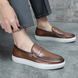 Britain Style Low Cut Retro Fashion New Men Black Brown Flats Leather Shoes Casual Loafers Formal Dress Footwear Zapatos Hombre