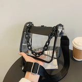 Clear Crossbody Bag for Women PVC Transparent Single Shoulder Chain Portable Messenger Bags Small Square  Satchel Bag Girls Gift