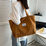 Large Capacity Corduroy Shoulder Bag New Fashion Simple Handbag Leisure Student Side Bags for Woman