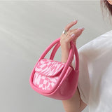 Sweet Pink Women's Small Shoulder Bags Cute Plaid Girly Tote Purse Handbags Fashion PU Leather Female Top Handle Crossbody Bag