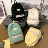 Stripe Cute Corduroy Woman Backpack Schoolbag For Teenage Girls Boys Harajuku Female Fashion Bag Student Lady Book Pack