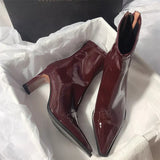 Pointed Toe Women Chelsea Boots Ankle Fashion High Heels Shoes New Brand Winter Designer 2024 Shoes Goth Walking Zapatos Mujer