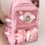 Kawaii Backpack Women Transparent Pocket Itabag Large-capacity Laptop Backpack School Bags For Girls High School JK Bag Mochilas