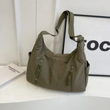 New Casual Versatile Slant Cross College Student Fashion Commuter ShoulderBag Large Capacity Canvas Solid Color Women's Bag