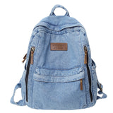 Denim Fashion Backpacks for School Trend Student Jeans Bag Multi Pockets Large Capacity Rucksack Mochila De Escola Feminina 