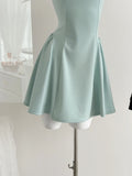 Summer Korean A-line Old Money Dress Women Romantic Mini Frocks Solid Color Ballet Core One-Piece Party French Vintage Prom Gown