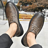 Classic Retro Men's Genuine Leather Shoes Thick Soled Men's Casual Shoes Office Business Shoes Banquet Dress Shoes