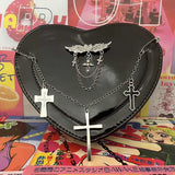 Y2K Subculture Women's Bag Trend Punk Gothic Cross Heart Shaped Crossbody Shoulder Bags Female Harajuku Bolso Mujer