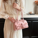 Exquisite girl's shoulder bag handbag, solid color PU material, high-grade fabric, large space, to meet the daily use of women