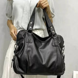 Women's Retro Roomy Shoulder Bag Female Luxury Black Classic Crossbody Bag Quality Leather Ladies Large Commuter Tote Handbag