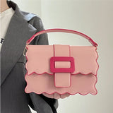 Pink Small Square Messenger Bag for Women Fashion Ladies Flap Handbags Pu Leather Shoulder Crossbody Bags Female Cute Purse