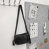 Simple Solid Women Canvas Bag Female Washed Denim Shoulder Bag Girl Boy Leisure Crossbody Bag College Student Travel Handbag