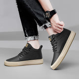 Men's High Top Shoes Autumn Winter Classic Men's Genuine Leather Casual Shoes Inner Elevated Shoes Outdoor Work Dress Shoes