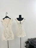 Summer Mori Girl Hollow Out French Coquette Dress Women Mini Aesthetic Gyaru Frocks Evening Party One-Piece Ballet Core Sexy Hot