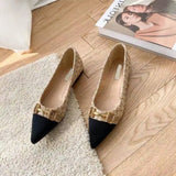 Pointed Toe Low Heel Elegant Office Shoes For Women Luxury Leather Casual Ladies Summer Footwear Y2k Non Slip Genuine Mark