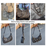 Fashion Women's Hobos Underarm Bag High-quality Female Crescent Purse Handbags Retro Chain Cool Girls Tote Shoulder Bags