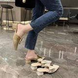 Summer Mules Shoes With Heel Women's Slippers And Ladies Sandals Bow Slides Pointed Toe Chic Point Hot Low Price Waterproof
