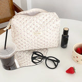 Travel Makeup Bag Women Cotton Quilted Cosmetic Bag Coquette Makeup Pouch Aesthetic Cute Kawaii Floral Toiletry Bag Handbags New