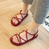 Orthopedic New Sandal Woman Summer Beach Without Heel Comfortable Flat Women Roman Espadrilles Sandals Black Pink Red Sexy