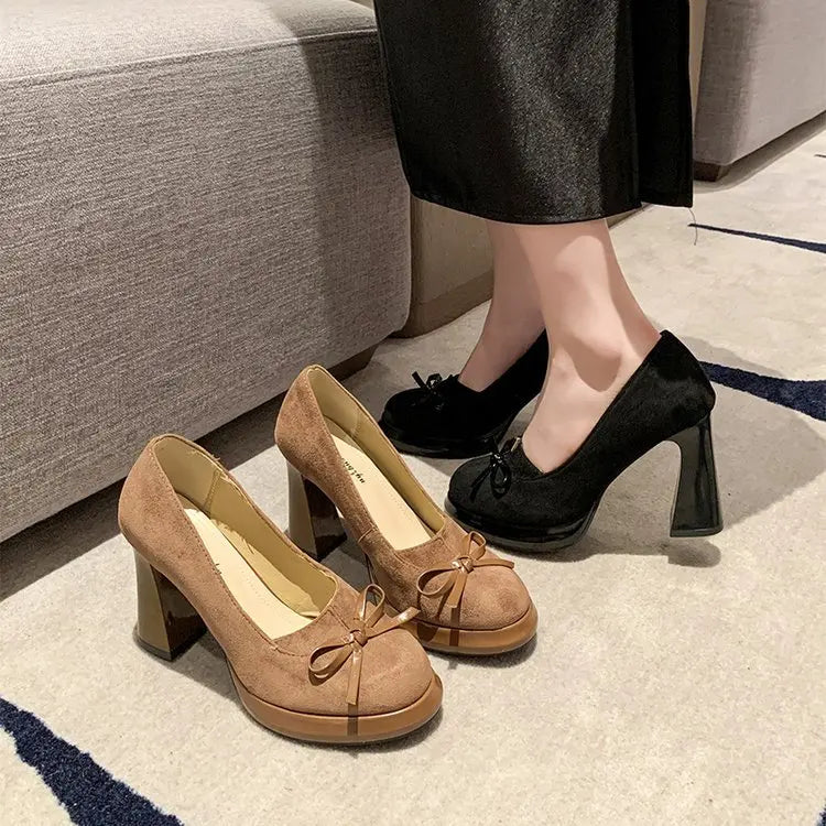 Shallow Mouth Slip On Beige High Heels Round Toe Bow Shoes Branded Pumps Lace-Up Sandals Ladies Basketball Platform Slip-On