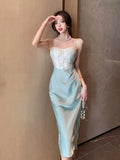 Summer Fashion Elegant Backless Print Slip Dress Female Long Sexy Evening Party Vacation Pleated Dresses Chic Boho Vintage