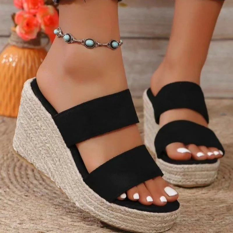 Summer Platform Sandals Women Peep Toe High Wedges Heel Ankle Buckles Sandalia Espadrilles Female Sandals Shoes