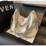 Trend Water Ripple Big Bucket Bags For Women Female Designer Silver White Shoulder Bag Handbags Hobo Bag Crossbody Bag
