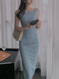 New Women Spaghetti Strap Sexy Bodycon Midi Dress Summer Backless Elegant Sleeveless Party Dress