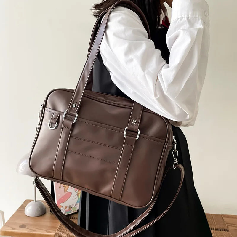 Women Shoulder Bags Japanese Preppy Style Uniform Bag Teen Student Schoolbag Handbag Y2k Crossbody Bags Large Capacity Tote Bag