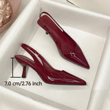 Sexy Pointed Toe High Stiletto Heel Slingback Shoes - Ankle Strap, Faux Cover, Versatile French Style for All Seasons