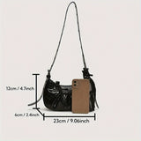 Y2K Crossbody Bag - Shiny Tassel Punk Style Shoulder Bag with Coin Purse and Small Hanging Bag - Suitable for Shopping and Dating