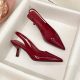 Sexy Pointed Toe High Stiletto Heel Slingback Shoes - Ankle Strap, Faux Cover, Versatile French Style for All Seasons