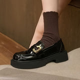 Black All-Match Thick-Soled Women'S Loafers