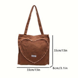 Fashionable Canvas Heart-Shaped Shoulder Tote Bag, a Popular Choice for Women, Perfect for Commuting And College Students Attending Classes.