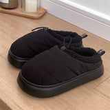 To Yuso Unisex Winter Plush Slippers - Casual Comfort Indoor Outdoor Footwear with Soft Fabric Lining, Drawstring, Hand Washable, PVC Sole