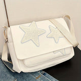 Comfortable Star-Patterned Nylon Shoulder Bag, Adjustable Strap Fashion Crossbody Bag for School