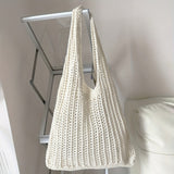 Simple Large Capacity Crochet Hobo Bag, Women's Casual Handbag & Tote Purse,Trendy Hollow Out Shoulder Bag,Perfect for Summer Beach