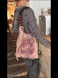 New Vintage Grass Tie-Dyed the Rose Package Pleated Underarm Bag Commuter Tote Shoulder Handbag