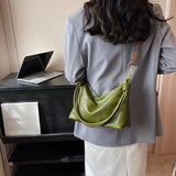 Fashionable Single Strap Crossbody Bag - PU Shoulder Bag For Women - Wide Shoulder Strap Casual Commuter Handbag