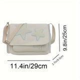 Comfortable Star-Patterned Nylon Shoulder Bag, Adjustable Strap Fashion Crossbody Bag for School