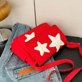 Comfortable Star-Patterned Nylon Shoulder Bag, Adjustable Strap Fashion Crossbody Bag for School